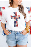 White Patriotic Cross Tee