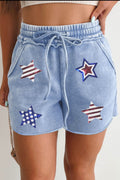 Sky Blue Patriotic Sequin Star Shorts