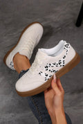 White Leopard Accent Sneakers